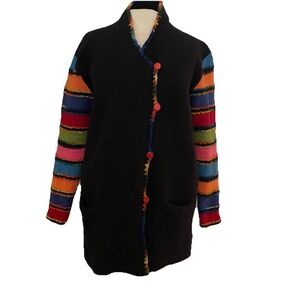Kearse & Boys Cardigan Sweater 100% Wool‎ Made In Scotland Hand  Vtg Boho Artsy